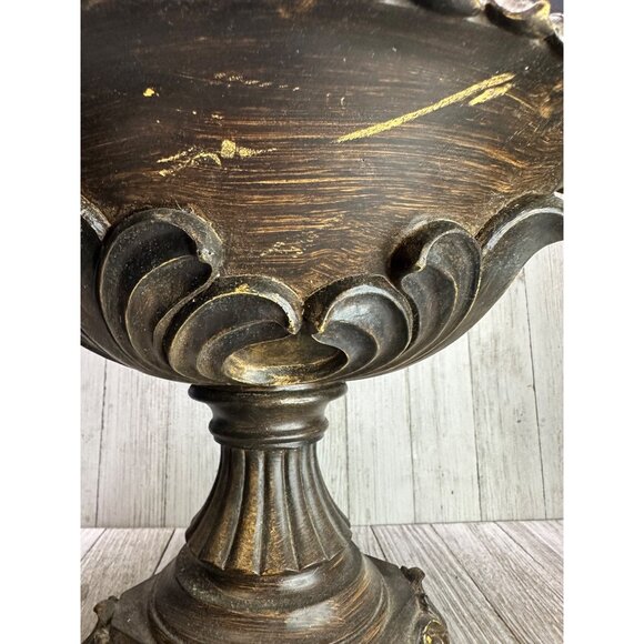 Vtg Resin Decorative Footed Bowl Classic Home Decor 9" Tall 10" Diameter Col C - Picture 3 of 10